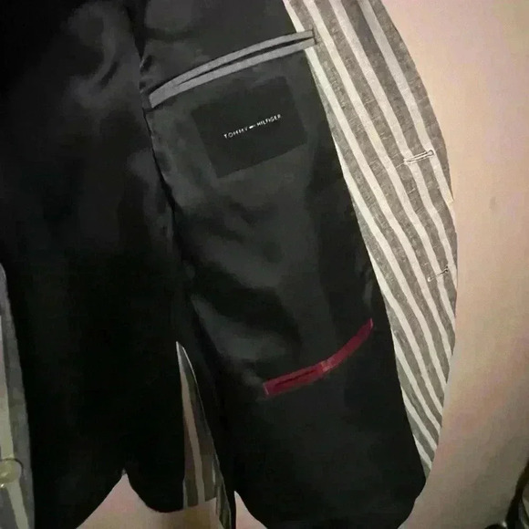 Tommy Hilfiger Single Breasted Lined Suit Coat Blue/Wht Sz XL - Picture 3 of 5